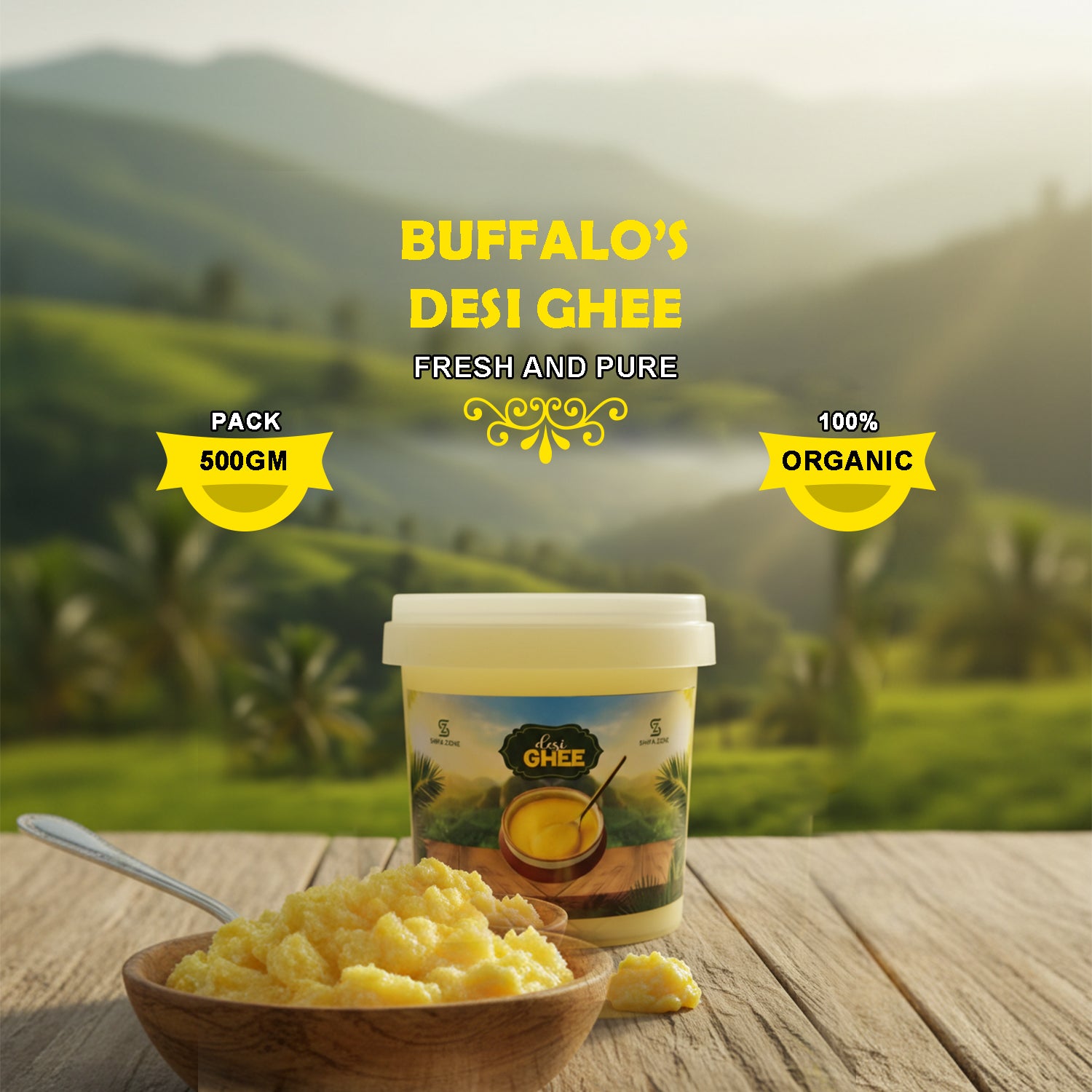 🧈 Pure Buffalo Desi Ghee – 100% Natural-Organic