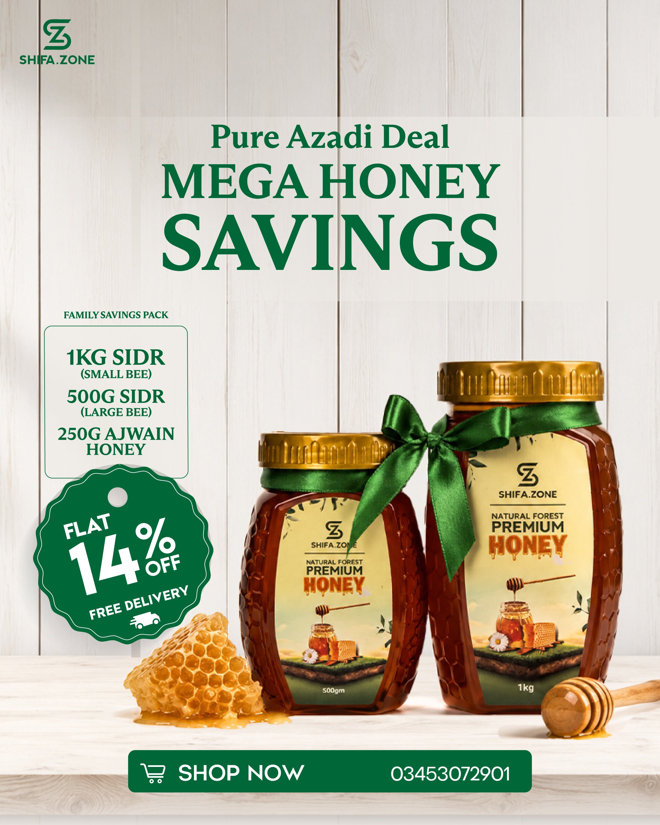 Pure Azadi Honey Family Savings Pack