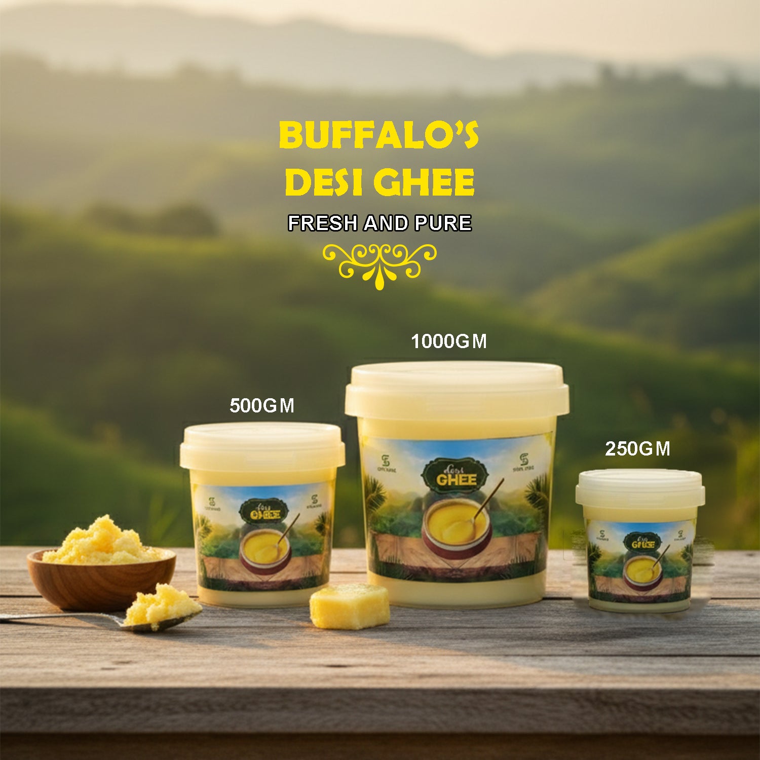 🧈 Pure Buffalo Desi Ghee – 100% Natural-Organic
